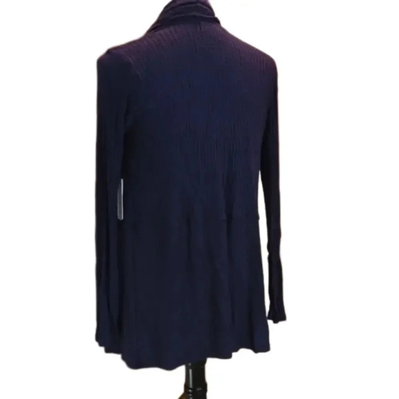 Velvet by Graham & Spencer Navy Waffle Knit Cardigan Women Size S - Picture 5 of 16